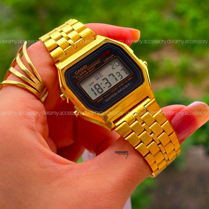 ساعت کاسیو نوستالژی فول امکانات اسپرت طلایی | ساعتمچی  مناسب خانم و آقا casio  دیجیتالی کد 093 گرید بالا کد 304