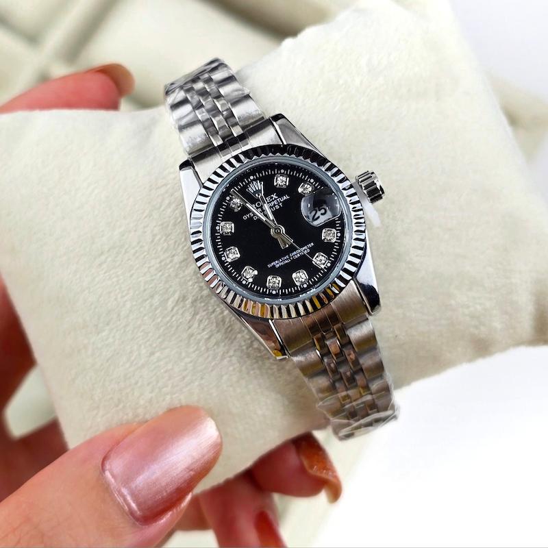 ساعت مچی رولکس صفحه مشکی مناسب خانم ها| ساعتمچی زنانه rolex سایز مناسب خانم ها کوچک  125- 305