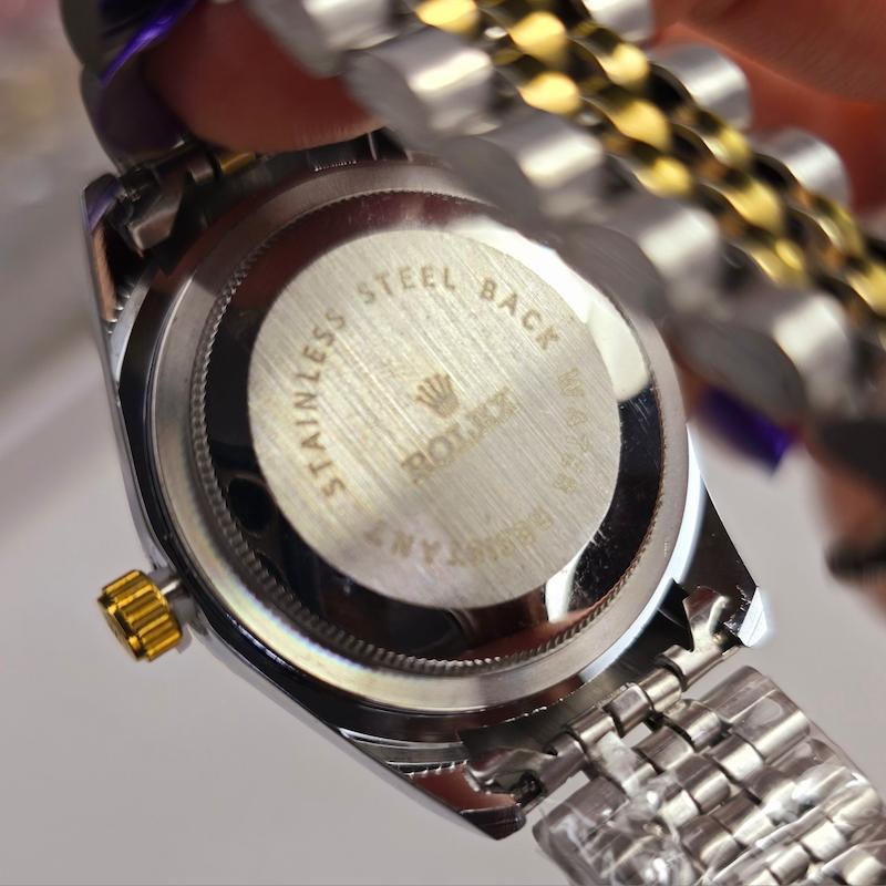 ساعت مچی سایز قاب ۳۸  بزرگ رولکس سیلور طلایی صفحه سفید گرید بالا | ساعتمچی  rolex سایز بزرگ  125--293 - درامی اکسسوری 