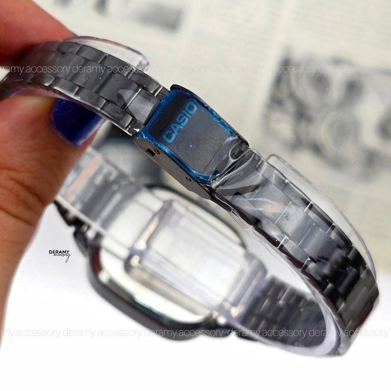 ست /تک | ساعتمچی کاسیو مربعی  مشکی صفحه مشکی نوک مدادی | ساعت مچی اولد مانی casio ست و مردانه 180 -مونتاژ ژاپن-