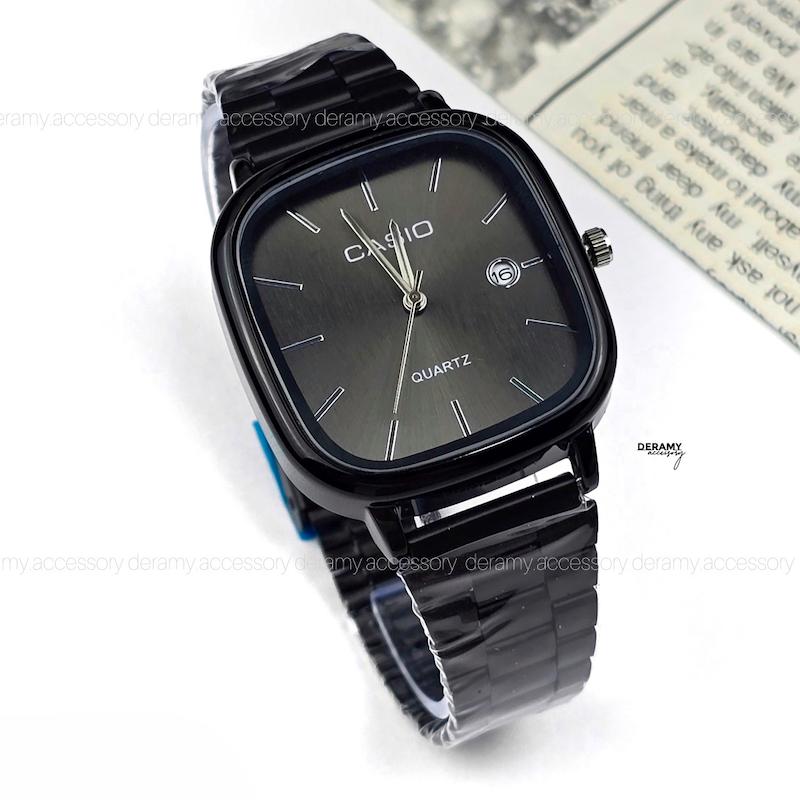 ست /تک | ساعتمچی کاسیو مربعی  مشکی صفحه مشکی نوک مدادی | ساعت مچی اولد مانی casio ست و مردانه 180 -مونتاژ ژاپن-