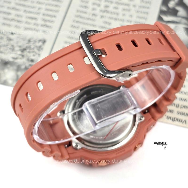 ساعت جی شاک پمپی صورتی هلویی مناسب اقایان و خانم ها | ساعت مچی کاسیو جیشاک g shock فول امکانات کد 113 -گرید بالا چند زمانه انالوگ و دیجیتال 318