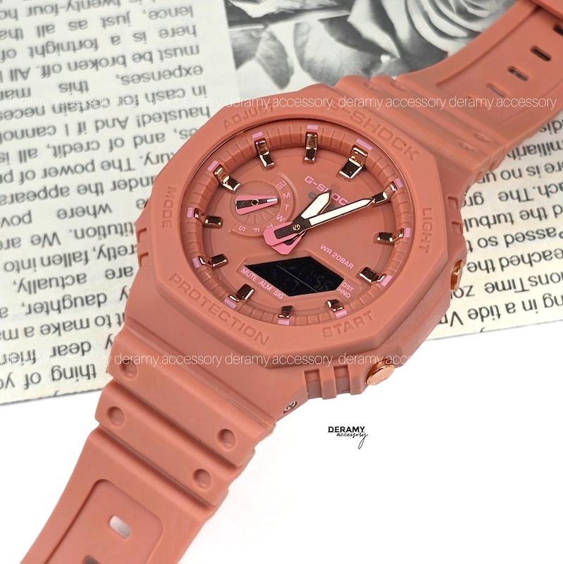 ساعت جی شاک پمپی صورتی هلویی مناسب اقایان و خانم ها | ساعت مچی کاسیو جیشاک g shock فول امکانات کد 113 -گرید بالا چند زمانه انالوگ و دیجیتال 318