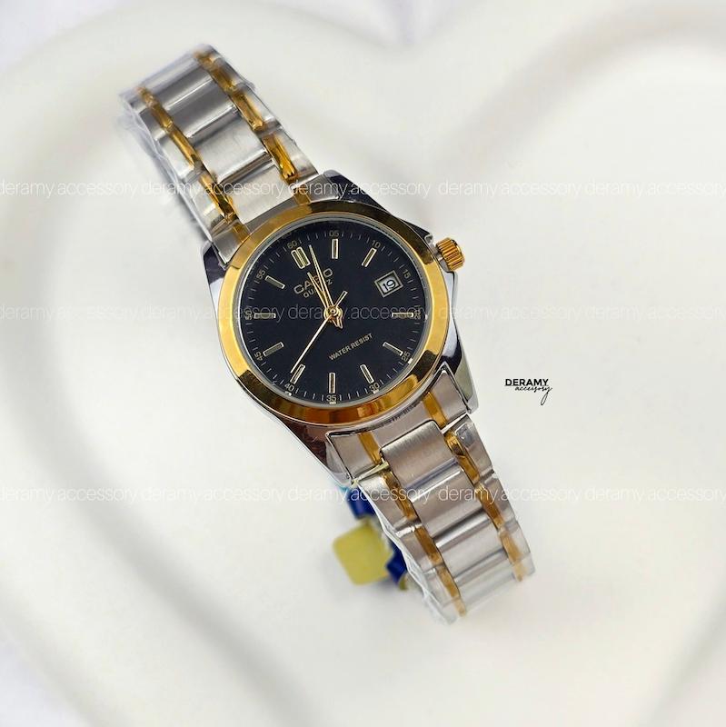 / زنانه / ساعت کاسیو کلاسیک سیلور طلایی صفحه مشکی رفرنس ۱۳۳۲ mtp-1183| ساعت زنانه  casio کد  082 -ساخت ژاپن 290- گرید بالا -