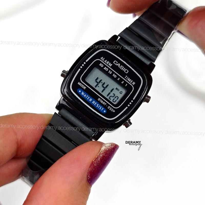 ساعت کاسیو نوستالژی تمام مشکی بند کرکره ای | ساعت مچی زنانه casio  292--موتور با کیفیت فول امکانات  زنانه-340