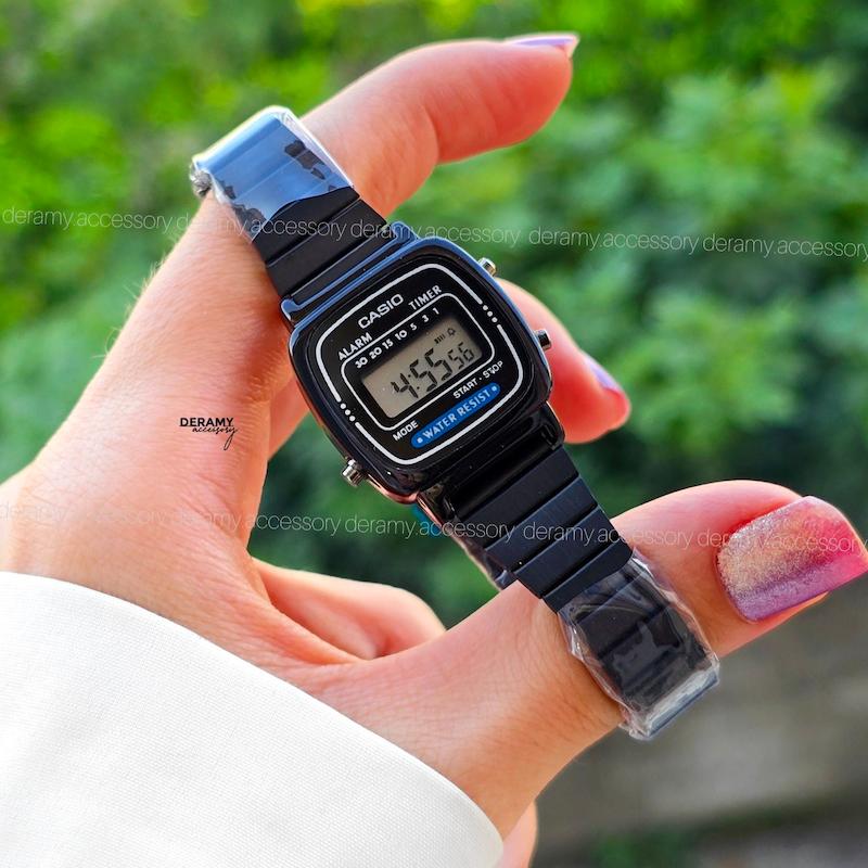 ساعت کاسیو نوستالژی تمام مشکی بند کرکره ای | ساعت مچی زنانه casio  292--موتور با کیفیت فول امکانات  زنانه-340