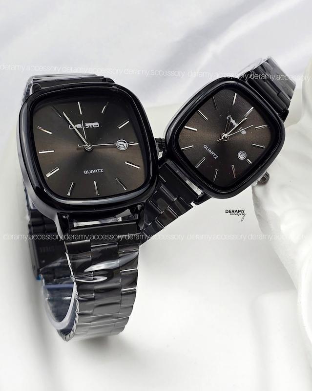 ست /تک | ساعتمچی کاسیو مربعی  مشکی صفحه مشکی نوک مدادی | ساعت مچی اولد مانی casio ست و مردانه 180 --346