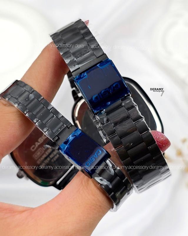 ست /تک | ساعتمچی کاسیو مربعی  مشکی صفحه مشکی نوک مدادی | ساعت مچی اولد مانی casio ست و مردانه 180 --346