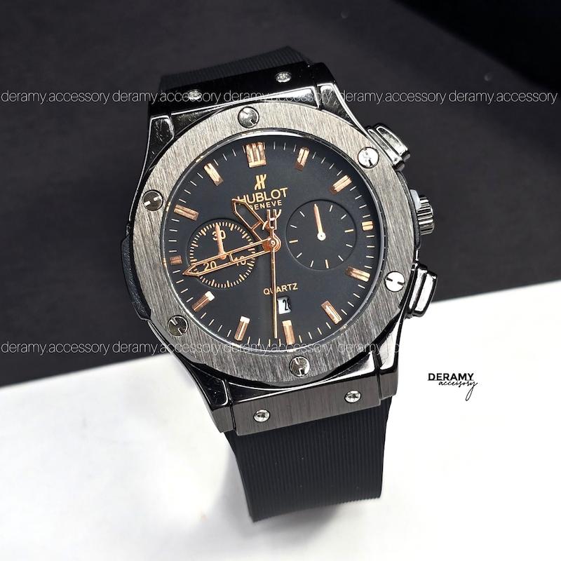 ساعت هابلوت طرح سه موتور تقویم دار مشکی | ساعت کوالیتی مردانه hublot هوبلو کد 354