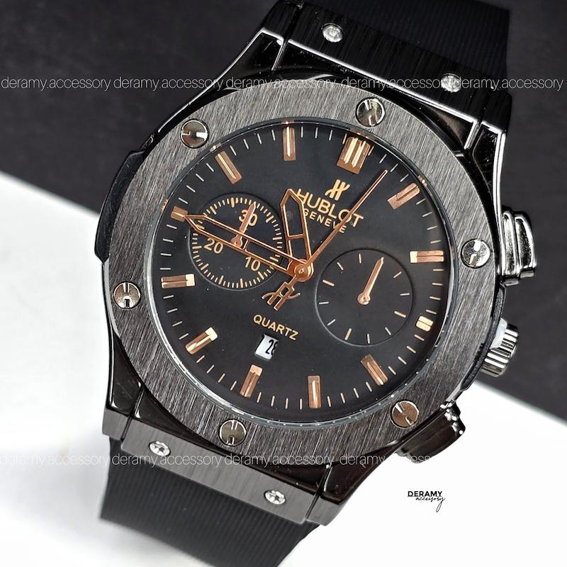ساعت هابلوت طرح سه موتور تقویم دار مشکی | ساعت کوالیتی مردانه hublot هوبلو کد 354