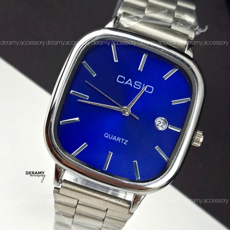  / مردانه / ساعتمچی کاسیو سیلور (صفحه آبی میدنایت) ترند مربعی| ساعت مچی اولد مانی  casio مردانه  180 - مربع -ضد حساسیت 331--آبی کاربنی-355