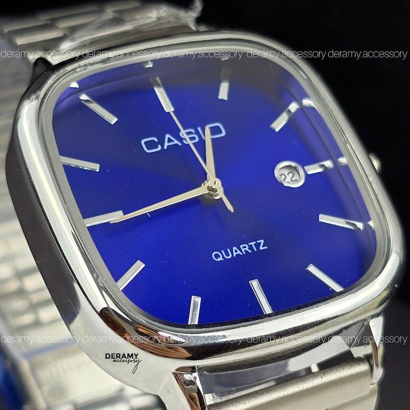  / مردانه / ساعتمچی کاسیو سیلور (صفحه آبی میدنایت) ترند مربعی| ساعت مچی اولد مانی  casio مردانه  180 - مربع -ضد حساسیت 331--آبی کاربنی-355