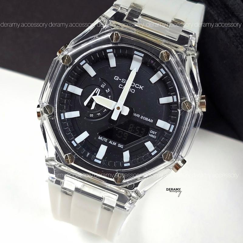 ساعت جی شاک پمپی سفی مناسب اقایان و خانم ها | ساعت مچی کاسیو جیشاک g shock فول امکانات کد 113 -گرید بالا چند زمانه انالوگ و دیجیتال 363 ژاپنی- -کپی