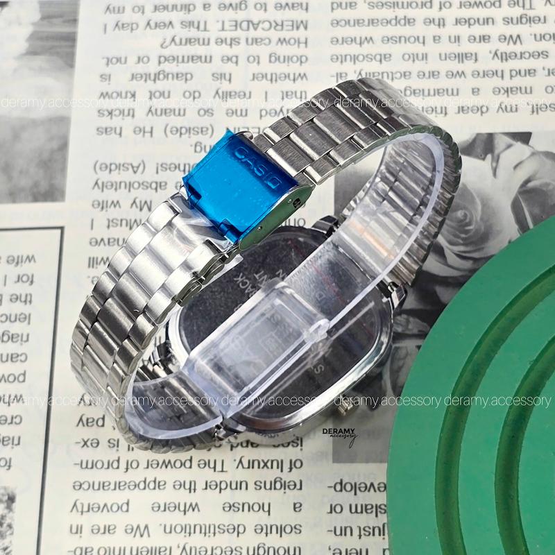 مردانه / ساعتمچی کاسیو مربعی با کیفیت عالی سیلور صفحه سبز درباری | ساعت مچی اولد مانی casio  180 گرید بالا--مونتاژ ژاپن حک شده، کیفیت دار- ویژه ی درامی اکسسوری کد 378 