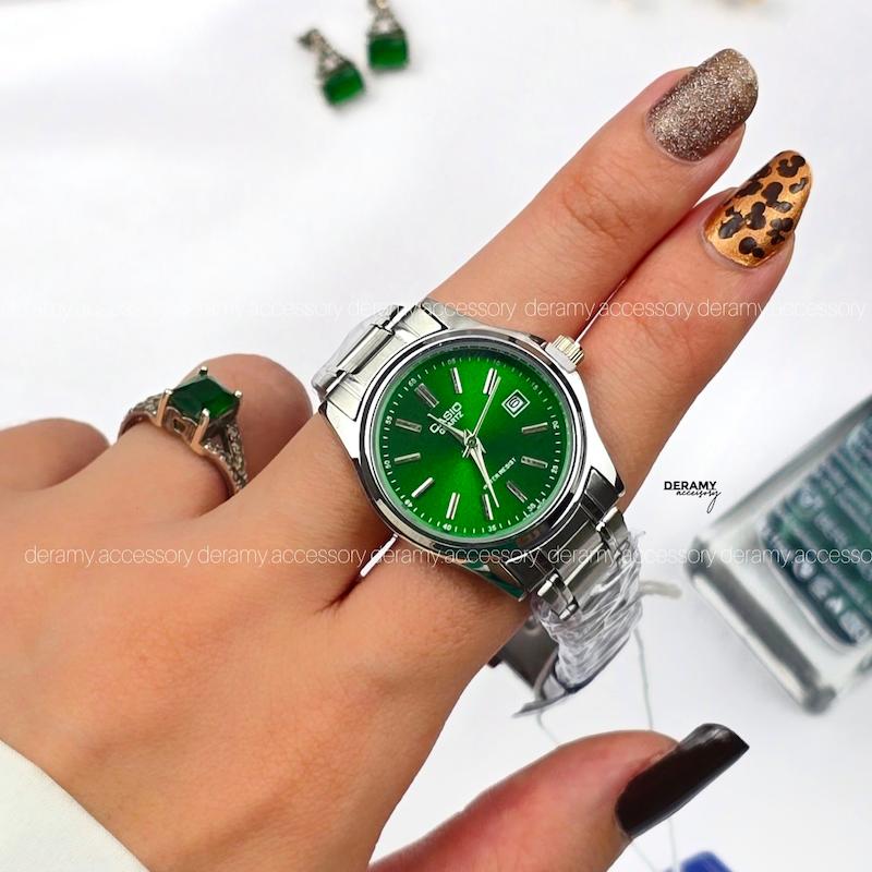/ زنانه / ساعت کاسیو کلاسیک سیلور  صفحه سبز | ساعت زنانه  casio  کلاسیک  --389