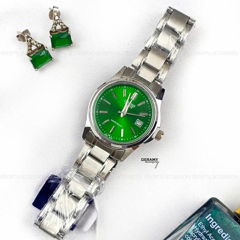 / زنانه / ساعت کاسیو کلاسیک سیلور  صفحه سبز | ساعت زنانه  casio  کلاسیک  --389