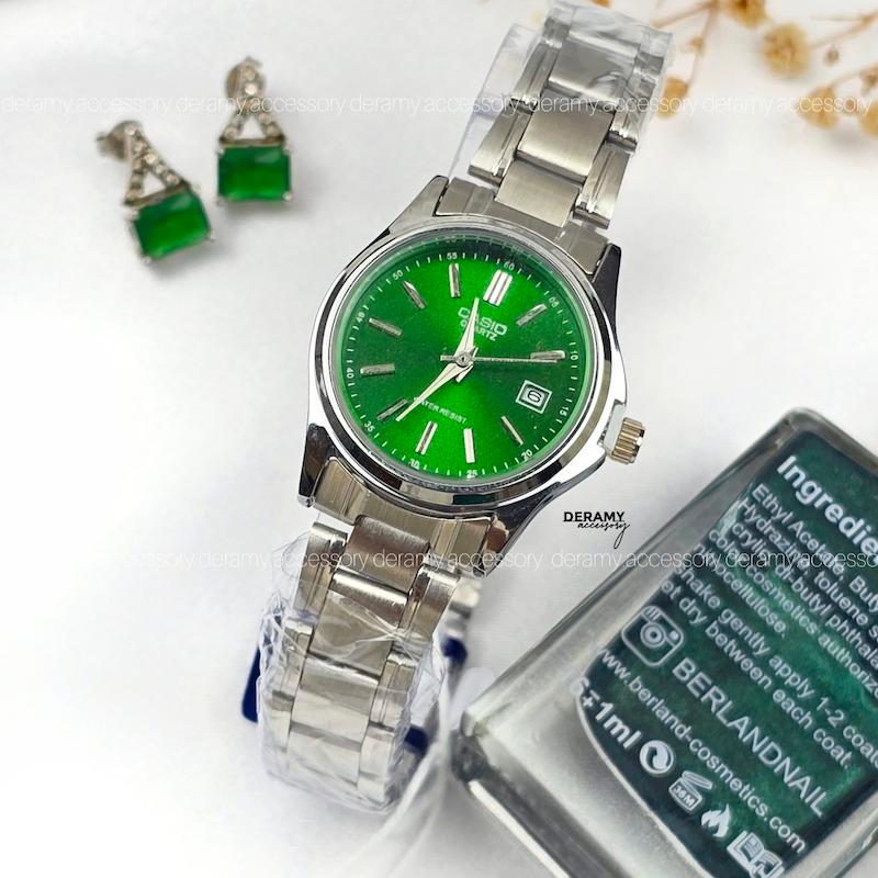/ زنانه / ساعت کاسیو کلاسیک سیلور  صفحه سبز | ساعت زنانه  casio  کلاسیک  --389