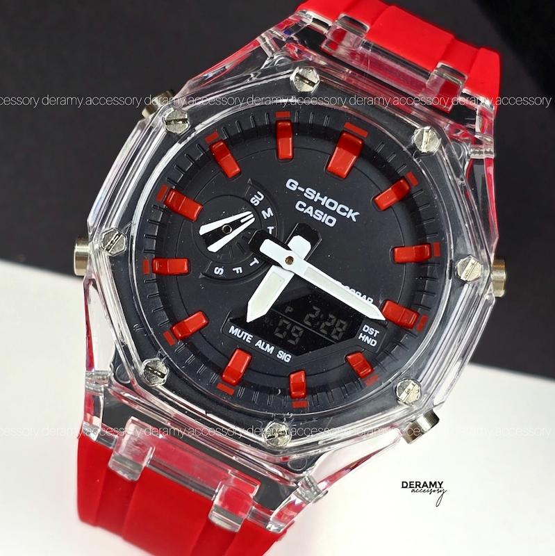 ساعت جی شاک پمپی قرمز  مناسب اقایان و خانم ها | ساعت مچی کاسیو جیشاک g shock فول امکانات کد 113 -گرید بالا چند زمانه انالوگ و دیجیتال 354 ژاپنی- -اسپرت 406