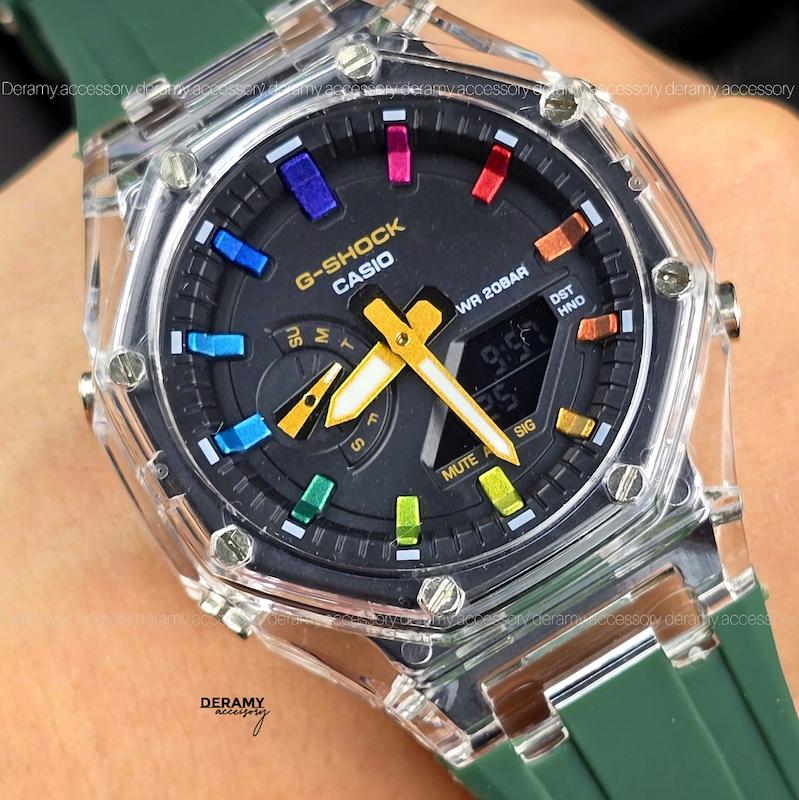 ساعت جی شاک پمپی سبز پر رنگ  مناسب اقایان و خانم ها | ساعت مچی کاسیو جیشاک g shock فول امکانات کد 113 -گرید بالا چند زمانه انالوگ و دیجیتال 403 ژاپنی- -اسپرت-