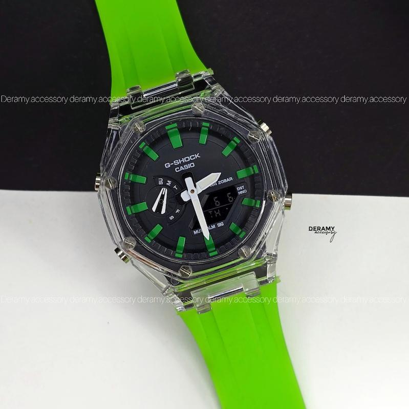 ساعت جی شاک پمپی سبز فسفری  مناسب اقایان و خانم ها | ساعت مچی کاسیو جیشاک g shock فول امکانات کد 406 -گرید بالا چند زمانه انالوگ و دیجیتال  ژاپنی- -اسپرت--
