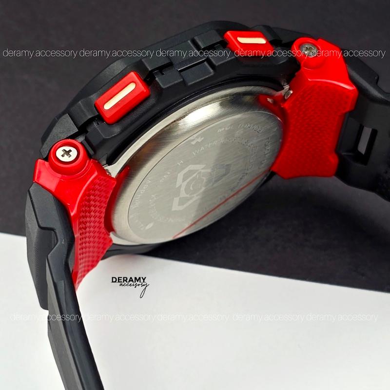 ساعت جیشاک تایلندی تمام مشکی خط قرمز مقاوم در برابر اب WR 20bar | ساعت دیجیتال g shock مردانه مشکی کد 411- جی شاک با کیفیت-