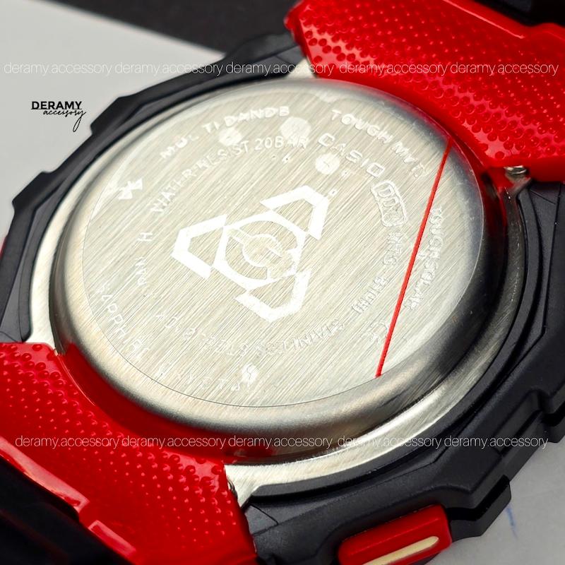 ساعت جیشاک تایلندی تمام مشکی خط قرمز مقاوم در برابر اب WR 20bar | ساعت دیجیتال g shock مردانه مشکی کد 411- جی شاک با کیفیت-