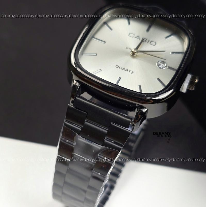  / مردانه / ساعتمچی کاسیو مشکی  (صفحه سفید سیلور) ترند مربعی| ساعت مچی اولد مانی  casio مردانه رفرنس3298 کیفیت A963 - مربع -ضد حساسیت -- مونتاژ ژاپنی ، ویژه درامی اکسسوری -416-