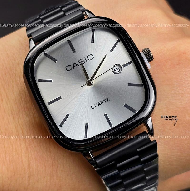  / مردانه / ساعتمچی کاسیو مشکی  (صفحه سفید سیلور) ترند مربعی| ساعت مچی اولد مانی  casio مردانه رفرنس3298 کیفیت A963 - مربع -ضد حساسیت -- مونتاژ ژاپنی ، ویژه درامی اکسسوری -416-