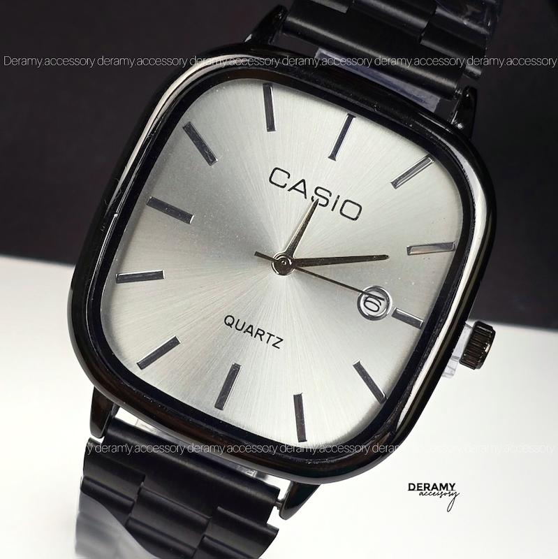  / مردانه / ساعتمچی کاسیو مشکی  (صفحه سفید سیلور) ترند مربعی| ساعت مچی اولد مانی  casio مردانه رفرنس3298 کیفیت A963 - مربع -ضد حساسیت -- مونتاژ ژاپنی ، ویژه درامی اکسسوری -416-