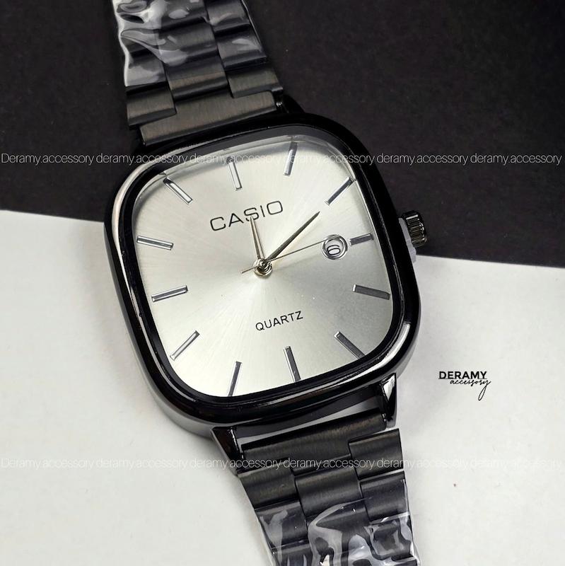  / مردانه / ساعتمچی کاسیو مشکی  (صفحه سفید سیلور) ترند مربعی| ساعت مچی اولد مانی  casio مردانه رفرنس3298 کیفیت A963 - مربع -ضد حساسیت -- مونتاژ ژاپنی ، ویژه درامی اکسسوری -416-