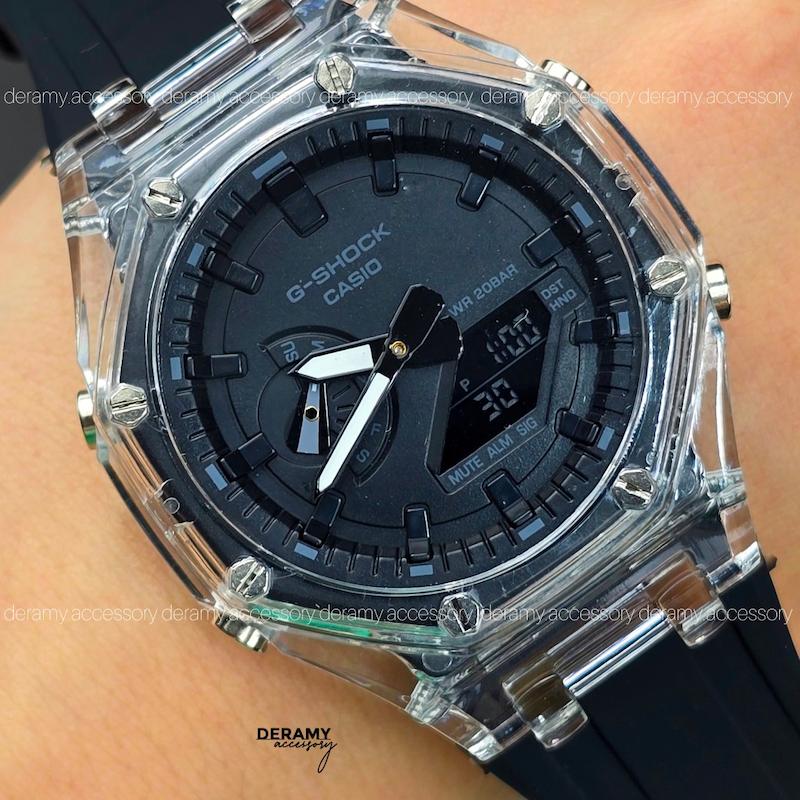 ساعت جی شاک پمپی تمام مشکی  مناسب اقایان و خانم ها | ساعت مچی کاسیو جیشاک g shock فول امکانات کد 406 -گرید بالا چند زمانه انالوگ و دیجیتال  ژاپنی- -اسپرت---418