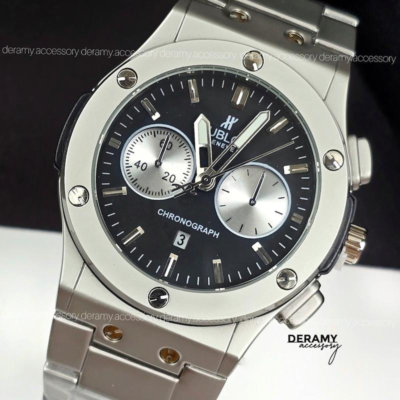 هابلوت کیفیت A طرح کرنوگراف روز شمار دار رنگ ثابت | ساعت مچی مردانه hublot geneve رفرنس 882888 bigbang استیل ضد حساسیت کد 426 - 515