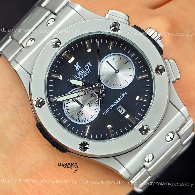 هابلوت کیفیت A طرح کرنوگراف روز شمار دار رنگ ثابت | ساعت مچی مردانه hublot geneve رفرنس 882888 bigbang استیل ضد حساسیت کد 426 - 515