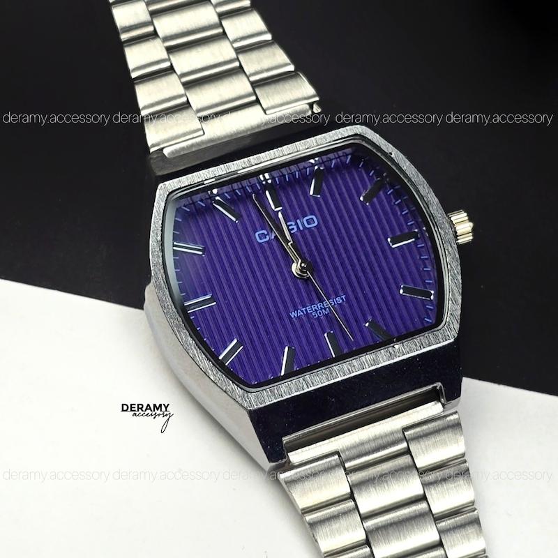 ساعتمچی مردانه کاسیو سیلور  صفحه سورمه ای (آبی کاربنی) ترند دارای رفرنس  | ساعت مچی اولد مانی casio  مردانه 431  گرید بالا- مربع کیفیت دار-