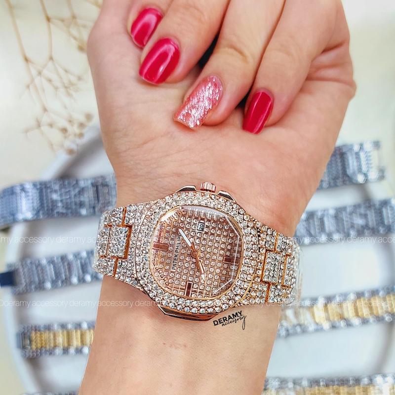 ساعت نگین دار پتک فیلیپ زنانه مردانه| ساعتمچی patek Philip  کد 077