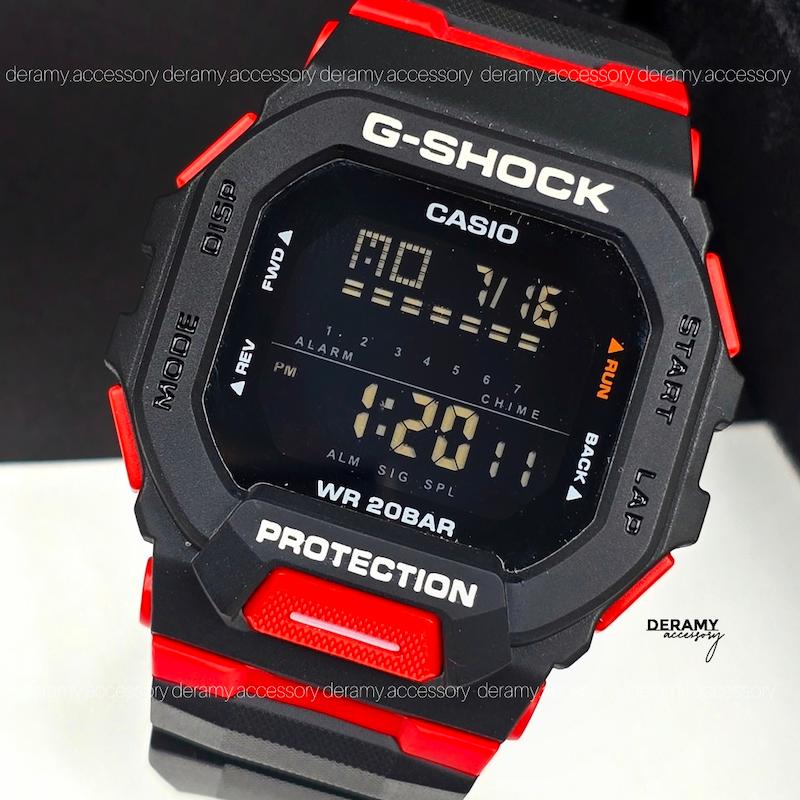 ساعت جیشاک تایلندی تمام مشکی خط قرمز مقاوم در برابر اب WR 20bar | ساعت دیجیتال g shock مردانه مشکی کد 411- جی شاک با کیفیت--ویژه درامی اکسسوری 