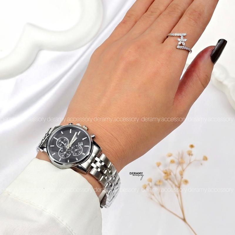 تک زنانه /ساعت مچی سیتیزن وی ای پی با کیفیت کوکو  سیلور صفحه سیلور (مشکی) نیو | ساعتمچی  زنانه دخترانه  citizen vip --394-- طرح سه موتور تقویم دار