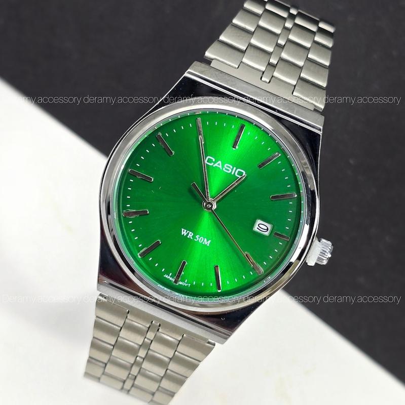 ساعتمچی مردانه کاسیو اولد مانی وینتیج قفل ریلی | ساعت مچی مردانه  کاسیو casio سیلور صفحه سبز 50m گادفادر . کد 349--ژاپن گرید بالا ویژه درامی اکسسوری