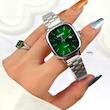  / زنانه / ساعتمچی کاسیو سیلور صفحه سبز درباری ترند مربعی| ساعت مچی اولد مانی casio زنانه  504 ---با کیفیت-