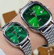 ست / تک زنانه / تک مردانه |ساعتمچی کاسیو سیلور صفحه  (سبز)  ترند مربعی| ساعت مچی اولد مانی casio زنانه مردانه  ست مربع 514 ویژه درامی اکسسوری -
