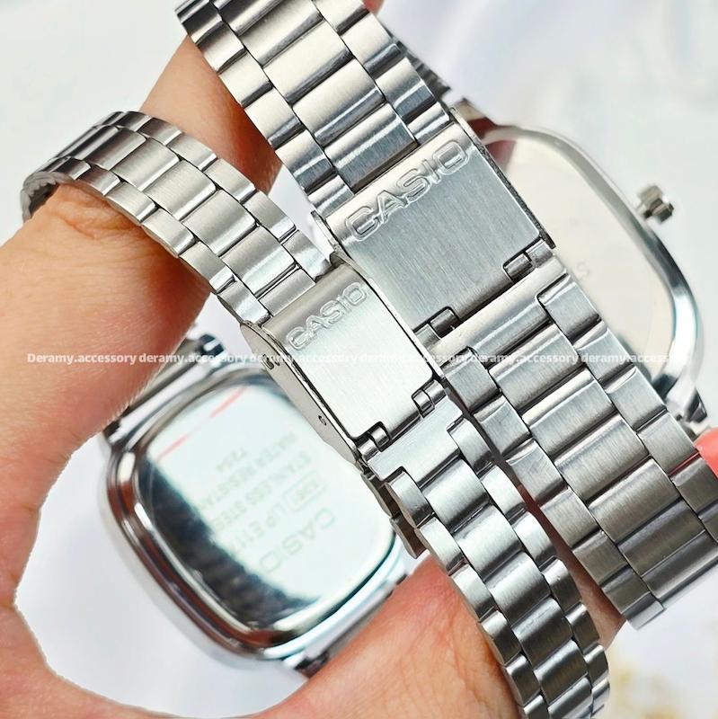 ست /تک زنانه / تک مردانه | ساعتمچی کاسیو مربعی  سیلور صفحه سفید سیلور | ساعت مچی اولد مانی casio ست و تک 538-