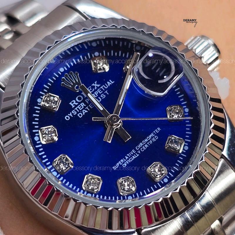 ساعت مچی رولکس سیلور صفحه آبی درباری مناسب خانم ها| ساعتمچی زنانه rolex سایز مناسب خانم ها کوچک  541 تخفیف ویژه درامی--