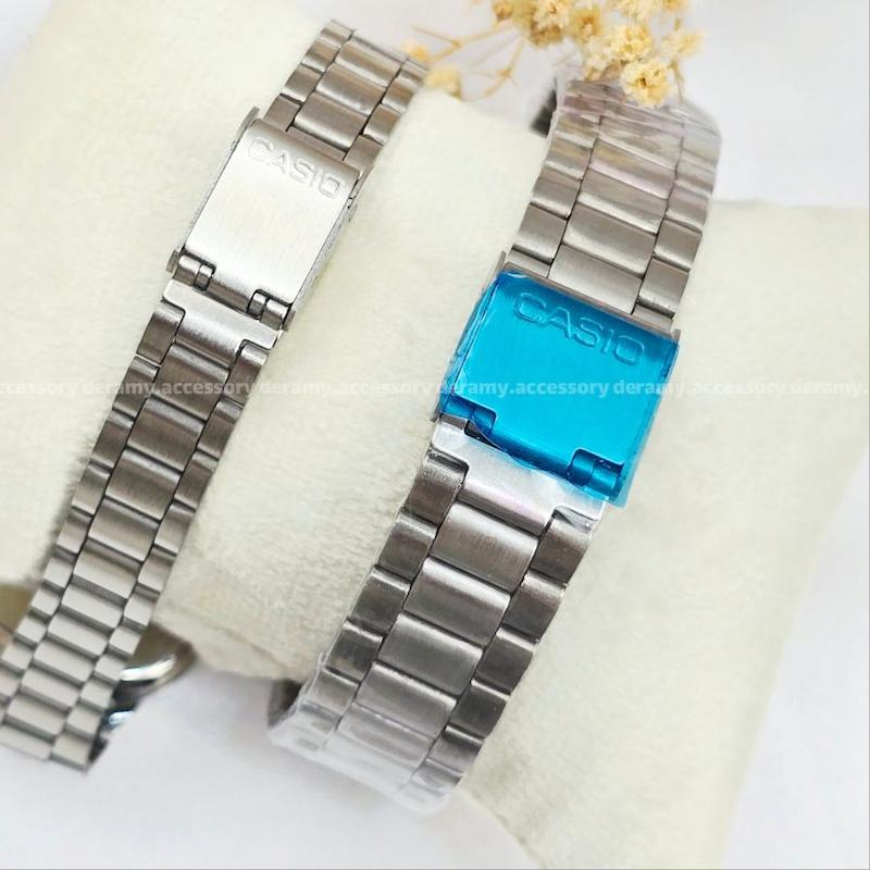 ست /تک زنانه / تک مردانه | ساعتمچی کاسیو مربعی  سیلور صفحه مشکی  | ساعت مچی اولد مانی casio ست و تک 553