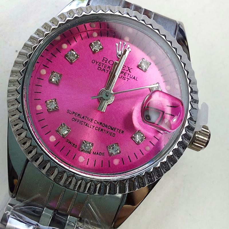 ساعت مچی رولکس صورتی مناسب خانم ها| ساعت rolex پرنسسی با باکس رایگان 125