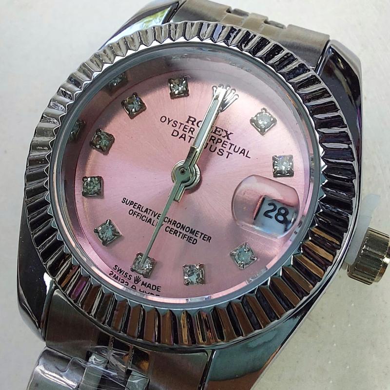 ساعت مچی رولکس صورتی مناسب خانم ها| ساعت rolex پرنسسی با باکس رایگان 125