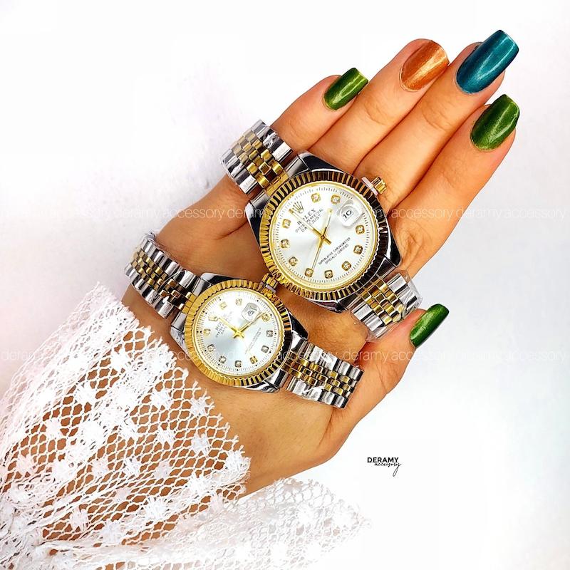 ساعت مچی  زنانه مردانه رولکس | ست ساعتمچی  rolex دارای دو باکس 125
