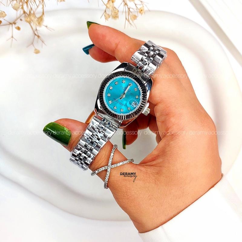 ساعت مچی رولکس صفحه رنگی مناسب خانم ها | ساعتمچی  rolex پرنسسی با باکس رایگان 125