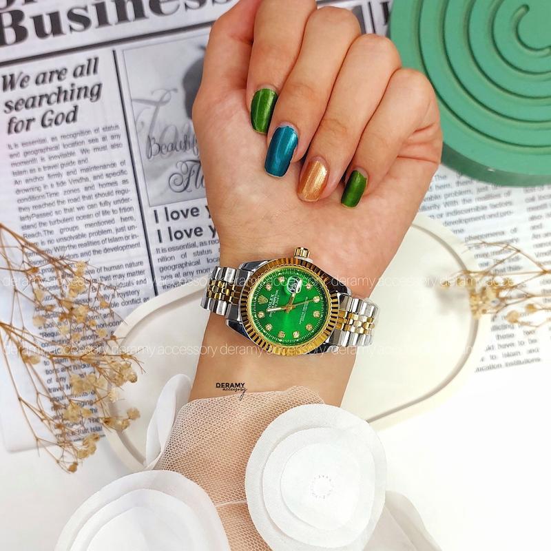ساعت مچی سبز رولکس مناسب خانم ها| ساعت rolex با باکس رایگان 125