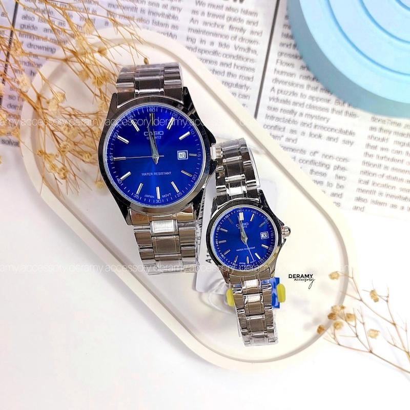  ست ساعت کاسیو کلاسیک آبی | ساعت زنانه و مردانه casio کد  082 
