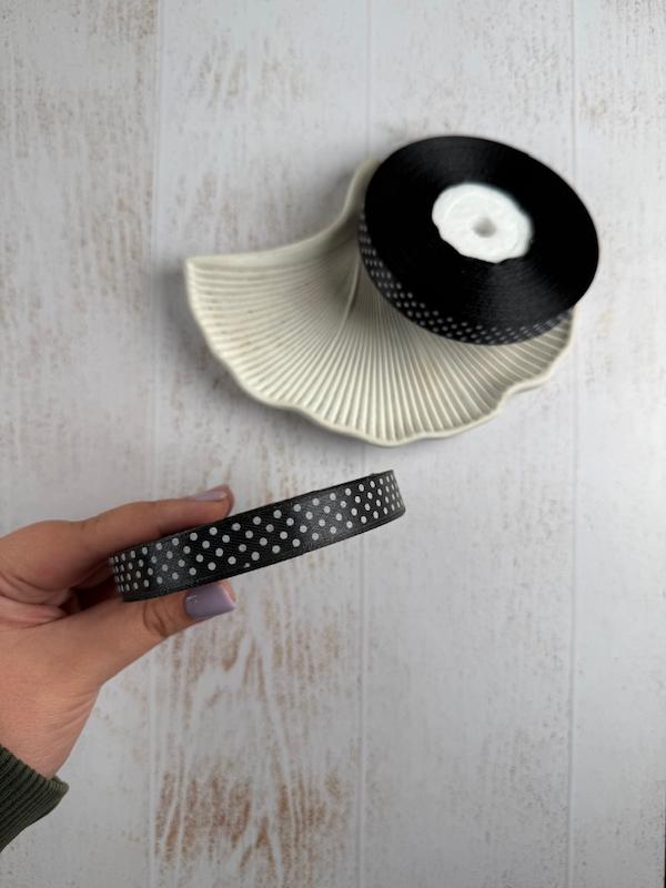 روبان مشکی خالخالی یک سانتی